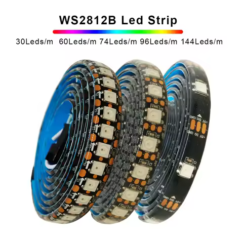 WS2812B Individually Addressable Led Strip 1-5M 30/60/74/96/144leds/m WS2812 5050 RGBIC Smart Pixels