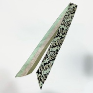 FENDI淺綠條紋三拚色字母塗鴉雙面Twilly絲巾