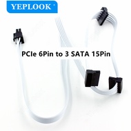 Pcie 6pin để 3 SATA 15pin SSD Dây cáp cấp điện cho CORSAIR rm750x RM850x rm1000i cung cấp điện phiên
