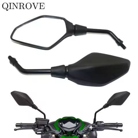 8 10mm Motorcycle Mirrors Black ABS Rear Mirror Universal For Kawasaki ER6N ER5 Z900 Z650 Z400 Z250 