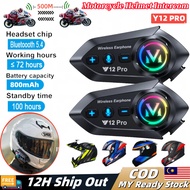 (Local Stock) 500M Y12pro X1 Helmet Intercom for 2Riders Wireless Bluetooth 5.4 800Mha Motorcycle He