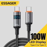 Essager PD100W LED Digital Display C-C Cables Super Fast Charging Type C Cable For Tablet Laptop Mob