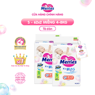 Combo 2 Tã/bỉm dán Merries đủ size NB68/S62/M52
