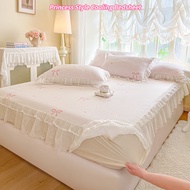 [New] Breathable Ice Silk Bed Skirt Bow Pink Cadar Ropol Soft Cooling Bedsheet Coquette Beautiful La
