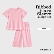DESINCE Kids Girl Ribbed Flare Sleeve Lounge Set 1Y-11Y Regular Fit Casual Wear Set Baju Seluar Buda