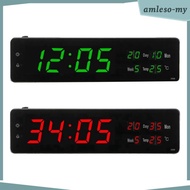 [AmlesoMY] Large LED Digital Alarm Clocks Wall Clock 24 Hours Hourly Chime for Office