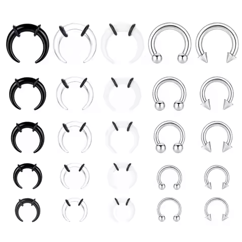 Septum Stretcher Set Stainless Steel Acrylic Tapers Pinchers for Women Men Round Septum Piercing Jew