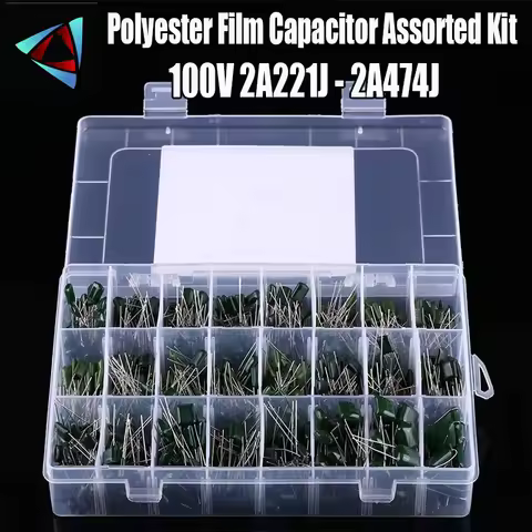 700PCS/lot 24Value Capacitor kit 100V 2A221J to 2A474J Polyester Film Capacitor Assorted Kit 0.47nF 