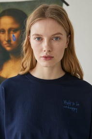 主題刺繡衛衣/ 深藍