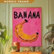 Wall paintings, Banana Poster, Dopamine Decor, Pink Wall Art, Kitchen Wall Decor, Summer House Poste