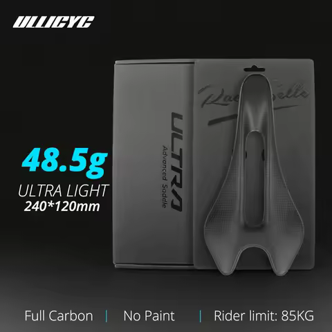 ULLICYC Ultralight Raw Full Carbon Saddle 3K Weave 48g Oval 7*9(mm), 242*122(mm) Cushion for Road MT