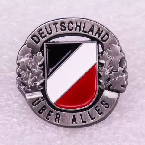 1pc Vintage German Flag Metal Pin Oak Leaf Brooches Badge Brooch Decoration for Bags Purse Clothes