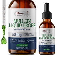 Alliwise Mullein Liquid Drops 60mL | 500mg Per Serving, Lung Cleanse & Detox 2-in-1 Formula, Odorles