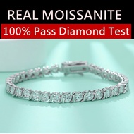 4mm 10.8 ct D Color Round Cut Real Moissanite Tennis Chain Bracelets 18K White Gold Plated 925 Sterl