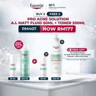 [BUY 2 FREE 2] Eucerin ProACNE Solution A.I. Matt Fluid Moisturizer 50ml + ProAcne Solution Toner 20