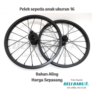 Pelek jadi Wheelset ukuran 16 Velg Alloy hitam sepeda anak mini lipat