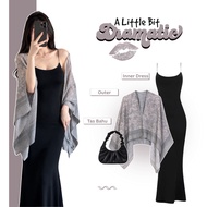 One Set 3in1 Trendy Beach Outfit [Arwen Outer + Inner Dress + Shoulder Bag] Suit Wanita - IS304N
