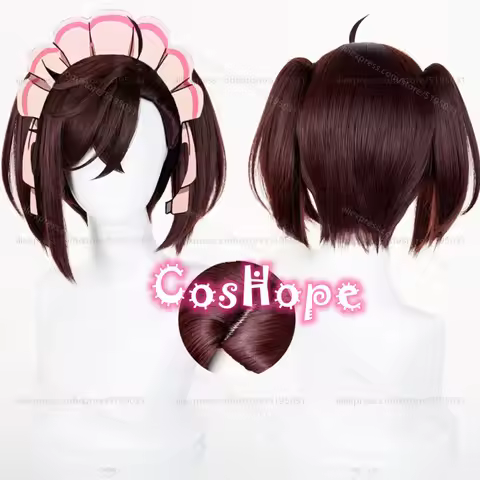 Ayase Momo Maid Cosplay Wig with Ponytail Brown Red Mixed Wig Anime Heat Resistant Synthetic Wigs fo