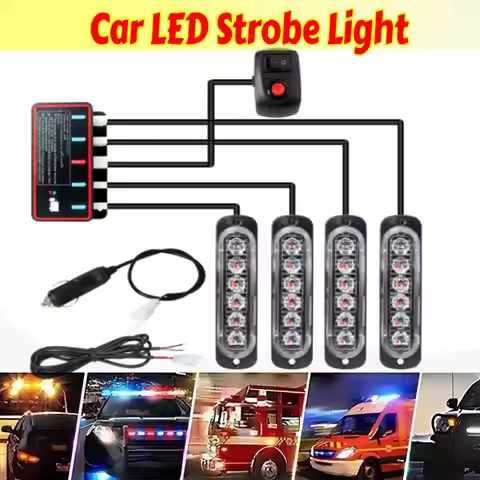 LED Police Lights LED Strobe Beacons Light Stroboscopes For Auto 12V Grille Emergency Warning Lamp R