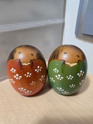 日本製 卯三郎 小芥子 幸福友誼 木製擺設一對