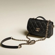 Chanel Mini Business Affinity Bag🖤🔓黑色淡金扣牛皮迷你郵差包