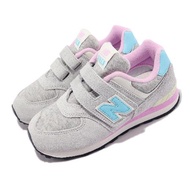 New balance 休閒鞋 574 Wide 中大童鞋 灰 紫 寬楦 經典 魔鬼氈 復古 PV574NB1W