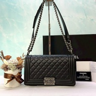 CHANEL BOY 25黑銀口蓋包