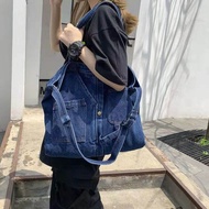 Denim Canvas Bag Women's Shoulder Bag Women's Bag Large Capacity Bag New New Korean Style Trendy Student Easy Matching Tote Bag