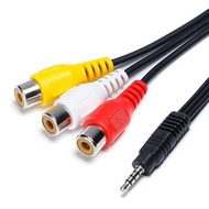 【15CM】4 Poles 3.5mm Mini AV Male to 3RCA Female M/F Audio Video Cable Stereo 3.5 mm to 3 Rca For Com