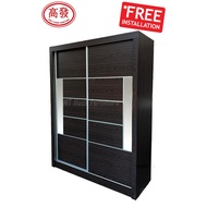 5FT Wardrobe Sliding Cabinet / 5FT Almari Baju / 5FT x 6.5FT Wardrobe ( Dark Ash ) √ Installation included √