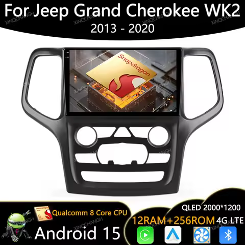 Android 15 Car Radio For Jeep Grand Cherokee WK2 2013 - 2020 Carplay Auto 4G WIFI 2DIN Qualcomm QLED