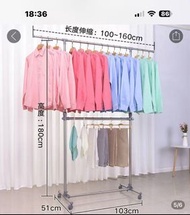 伸縮晾衣架 簡易衣櫃  多層收納袋  滑輪晾衣架 不佔地