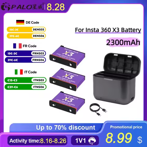 2300mAh for Insta360 One X3 Battery + Fast Charger Hub for Insta 360 One X 3 360 Panoramic Action Ca