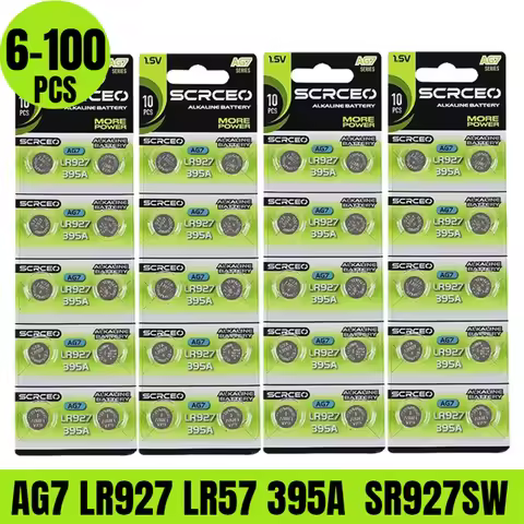 6-100PCS AG7 SR927SW 395 Button Cell Battery LR927 LR57 SR927W 399 395A Alkaline Batteries for Watch