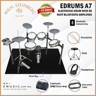 Premium Series Wilh. Steinberg Electronic Drum A7 with Headphones and 80W Bluetooth Amplifier (WST D