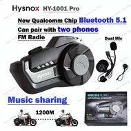 Hysnox HY-1001 Pro Motorcycle Intercom Helmet Bluetooth 5.1 Music Sharing Headset 1000M 2 Riders Wir