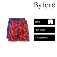 Byford Seluar Dlam Lelaki | (2 PCS) Byford Mens 100 % Cotton Boxer Short Underwear Assorted Colours 