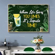 Vintage Tequila Glass Poster Tequila Time Home Decor Canvas Meican Drinking Lovers  tequila Cocktail