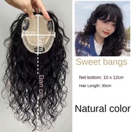 10*12-30cm 100% Human Hair Piece Curly Hair  Black And Dark Brown   Hair Topper Hair Replacement Cov