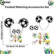 SMILE 3 Pcs Set Football Headband, World Cup Themed Headband Earrings Tattoo Stickers Football Earri