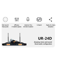UR24D ไมโครโฟนเทรนด์ใหม่ ไมโครโฟนลอยตัว เป็นไมโครโฟนไร้สายรับระยะไกลพร้อมตัวโครงโลหะและตัวรับเสียงที