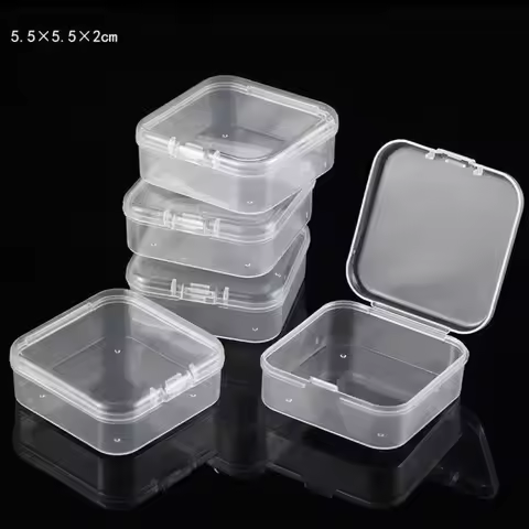 10/20 pcs 5.5cm Square PP Plastic Storage Box Semi Transparent Bead Organizer Box With Lid Jewelry S