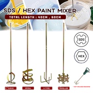 HEX SDS Paint Mixer 60cm Cement Mixer 24" Heavy Duty Mixer Paddle 4 Type Curve/Cross/Spiral/Impeller