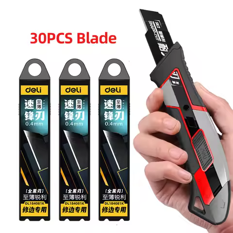 DELI 3 Pack Utility Knife set Cutter Retractable, Compact Box Knife for Cartons, Cardboard and Boxes