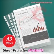 A3 11 Hole Sheet Protector 10 sheets | Clear Sheet Protector | A3 Paper Protector Sheet | 文件袋