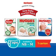 [Pack of 3/4] Huggies Newborn baby (NB / S) Diapers - Dry / AirSoft / Naturemade