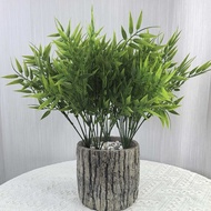 7 Forks Artificial Plastic Bamboo Branch Leaves Green Plants for Home Garden Decoration