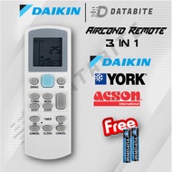 DAIKIN/YORK/ACSON 3 in 1 For Air Cond Air Conditioner Remote Control Alat Kawalan Jauh Penghawa dingin Daikin York Acson