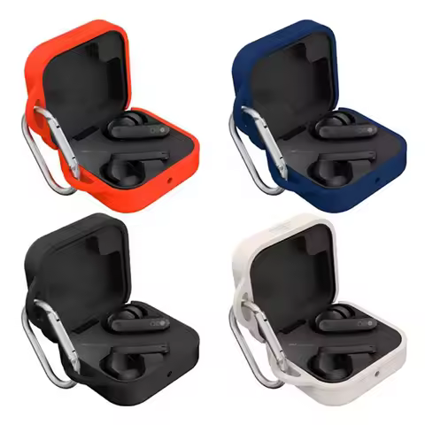 Silicone Protective Cover with Carabiner Earphones Case Shockproof Full Protections Housing Anti-Dro