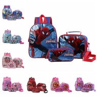 3 in 1 School Bag Set Kids Cartoon Backpack Spiderman Frozen Paw School Bags EVA Pencil Bag/Lunch Bag